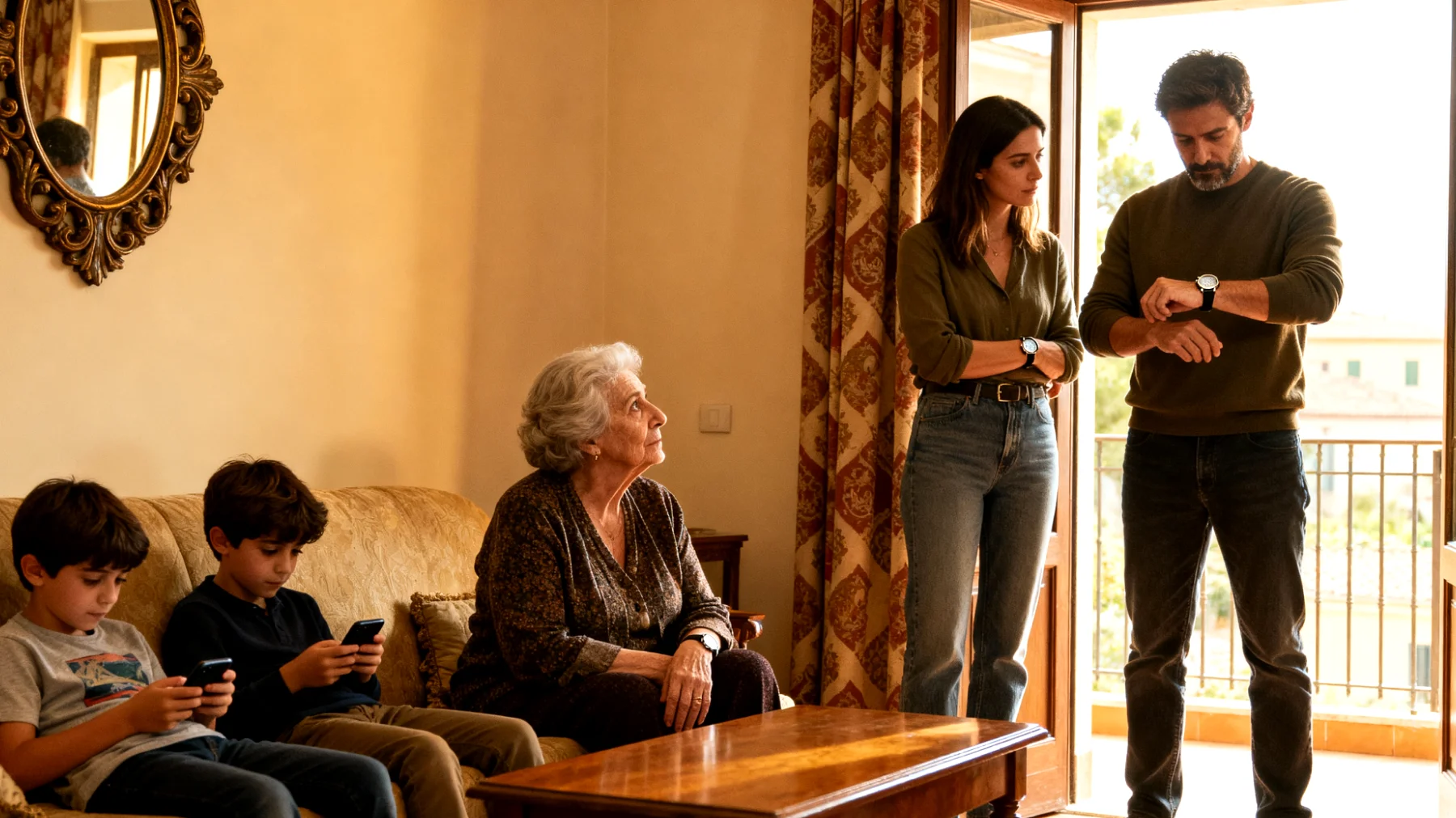 Nonna che desidera trascorrere momenti significativi con i nipoti bambini ma si trova a gestire visite brevi e superficiali, con poco tempo di qualità a causa dei ritmi frenetici familiari"