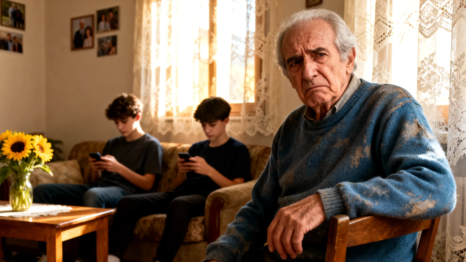 Nonno che fatica a stabilire limiti con nipoti adolescenti per timore di perdere il loro affetto e di essere percepito come autoritario"